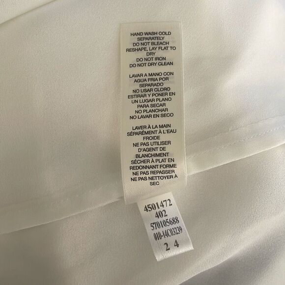 Chico’s Metallic Pleats Tenna II 3/4 Sleeve Blouse 1 Optic White Silver - Picture 11 of 16